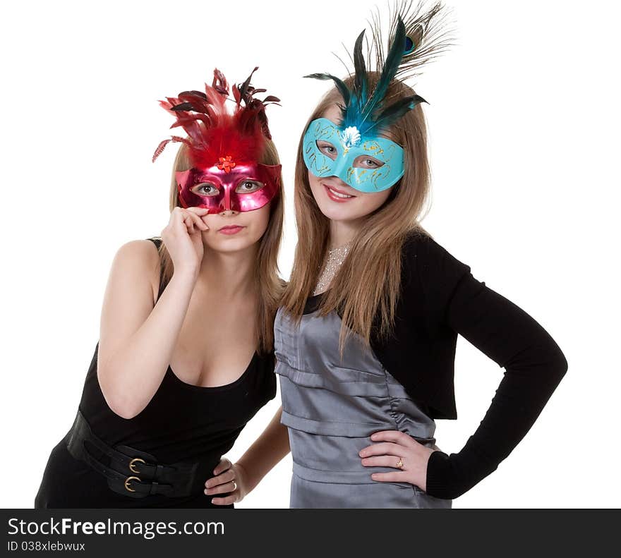 Two girl in the masquerade mask