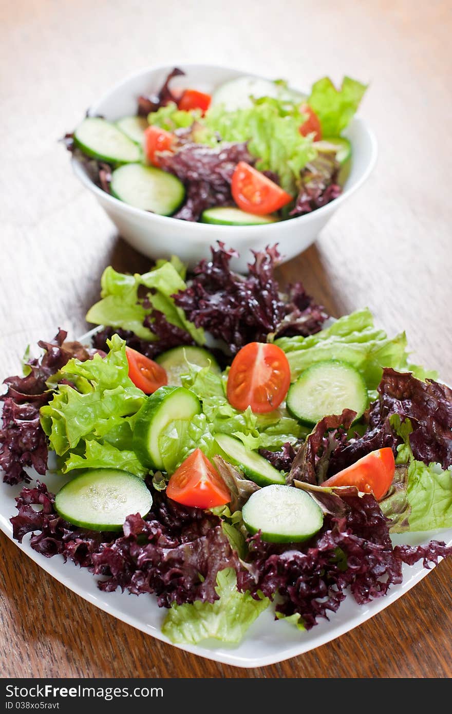 Healthy fresh salad setting on table.