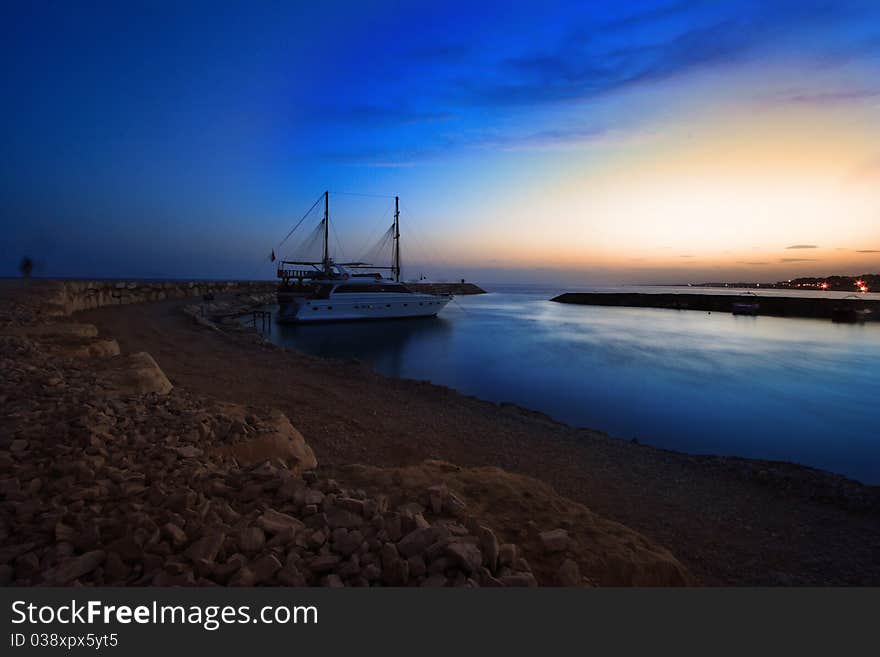 Sailboat in the sea at sunset ( Turkey-Side )