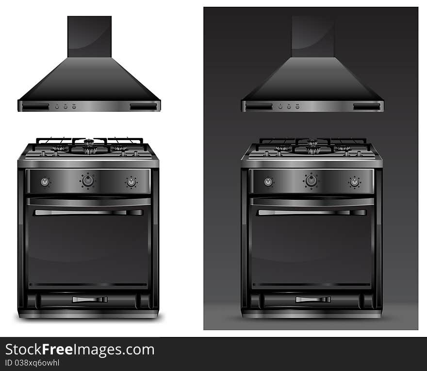 Black gas cooker over