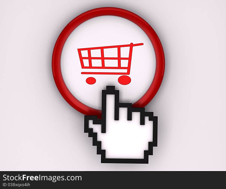 Three dimensional shape Internet Icon E-Shopping