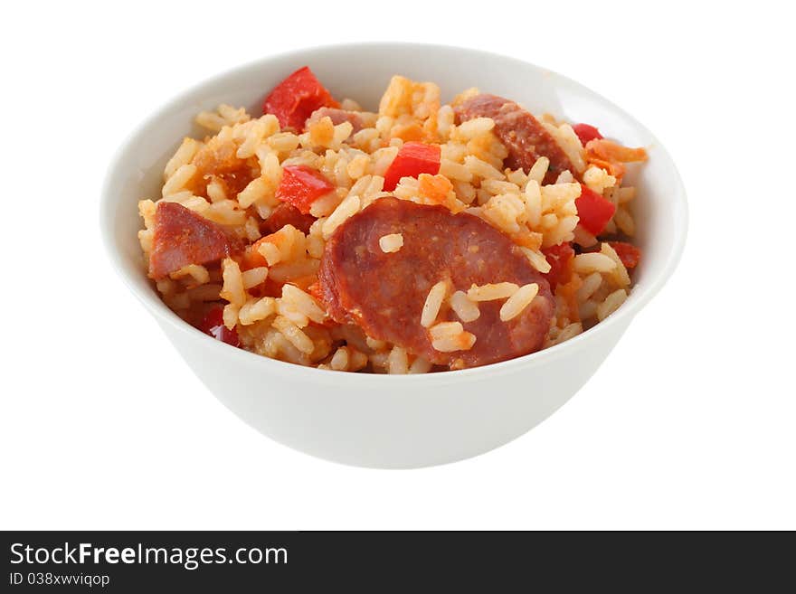 Rice with sausages