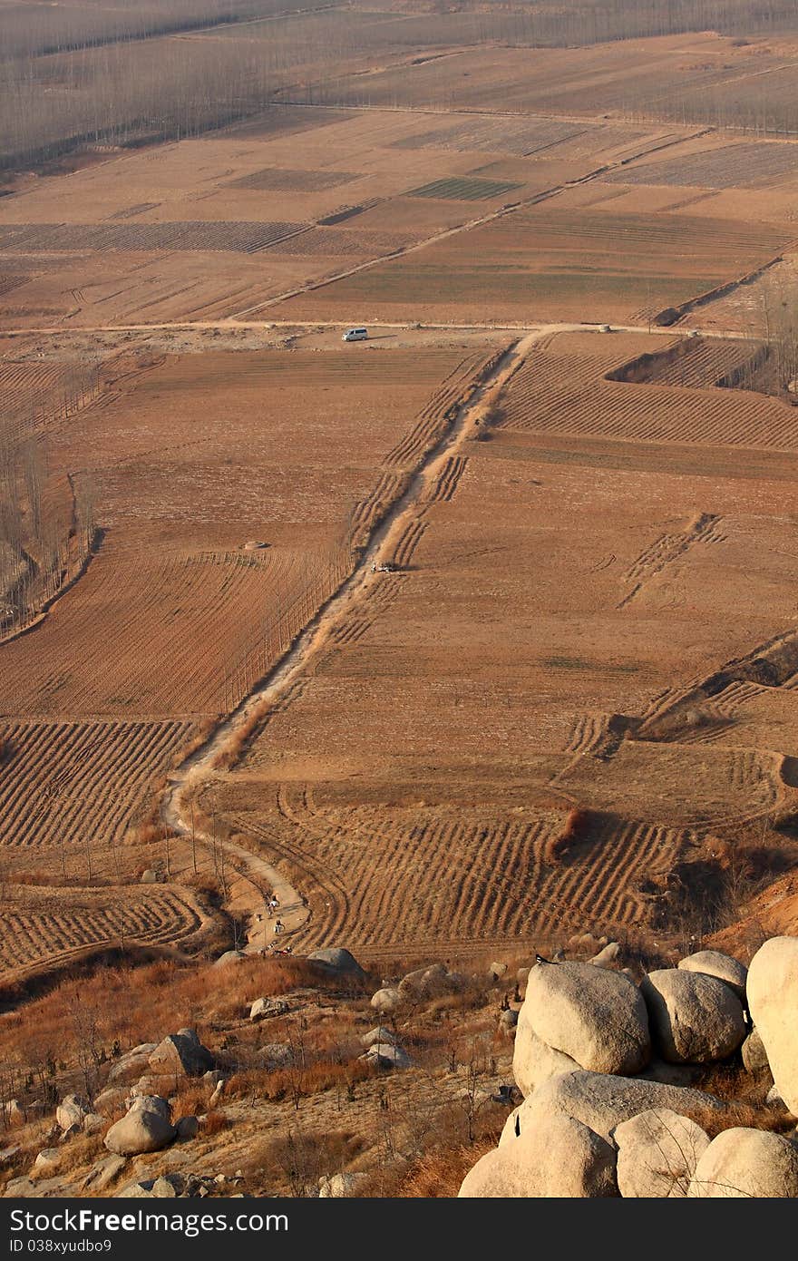 Aerial view of the fields