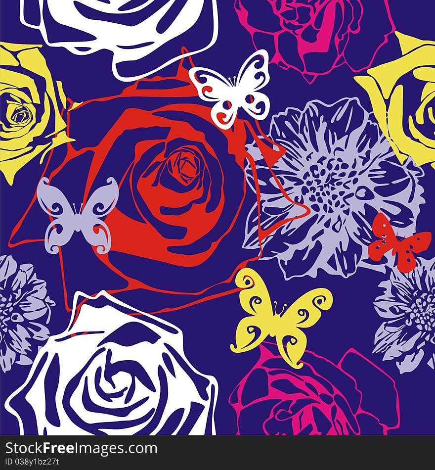 Vector texture consist of flowers on violet background. Vector illustration. Vector texture consist of flowers on violet background. Vector illustration