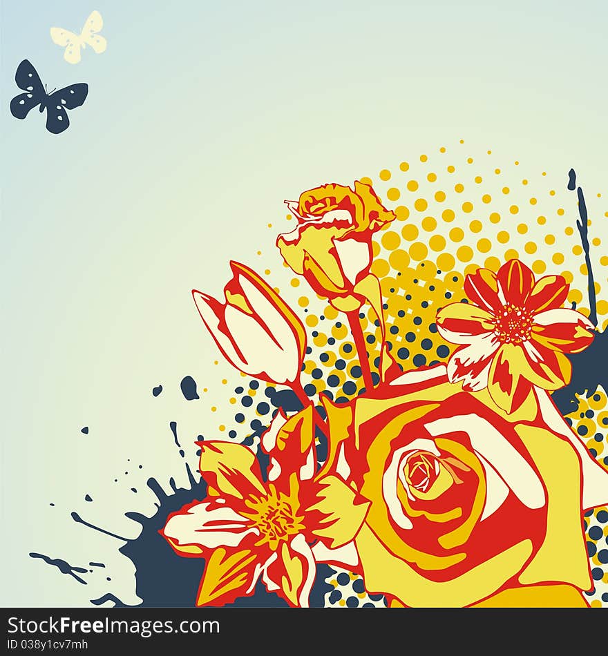 Floral bright postcard