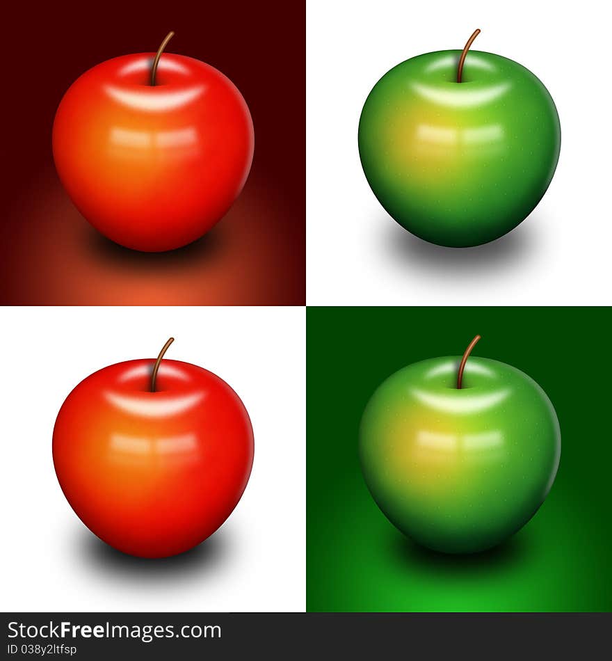 4 green and red apples