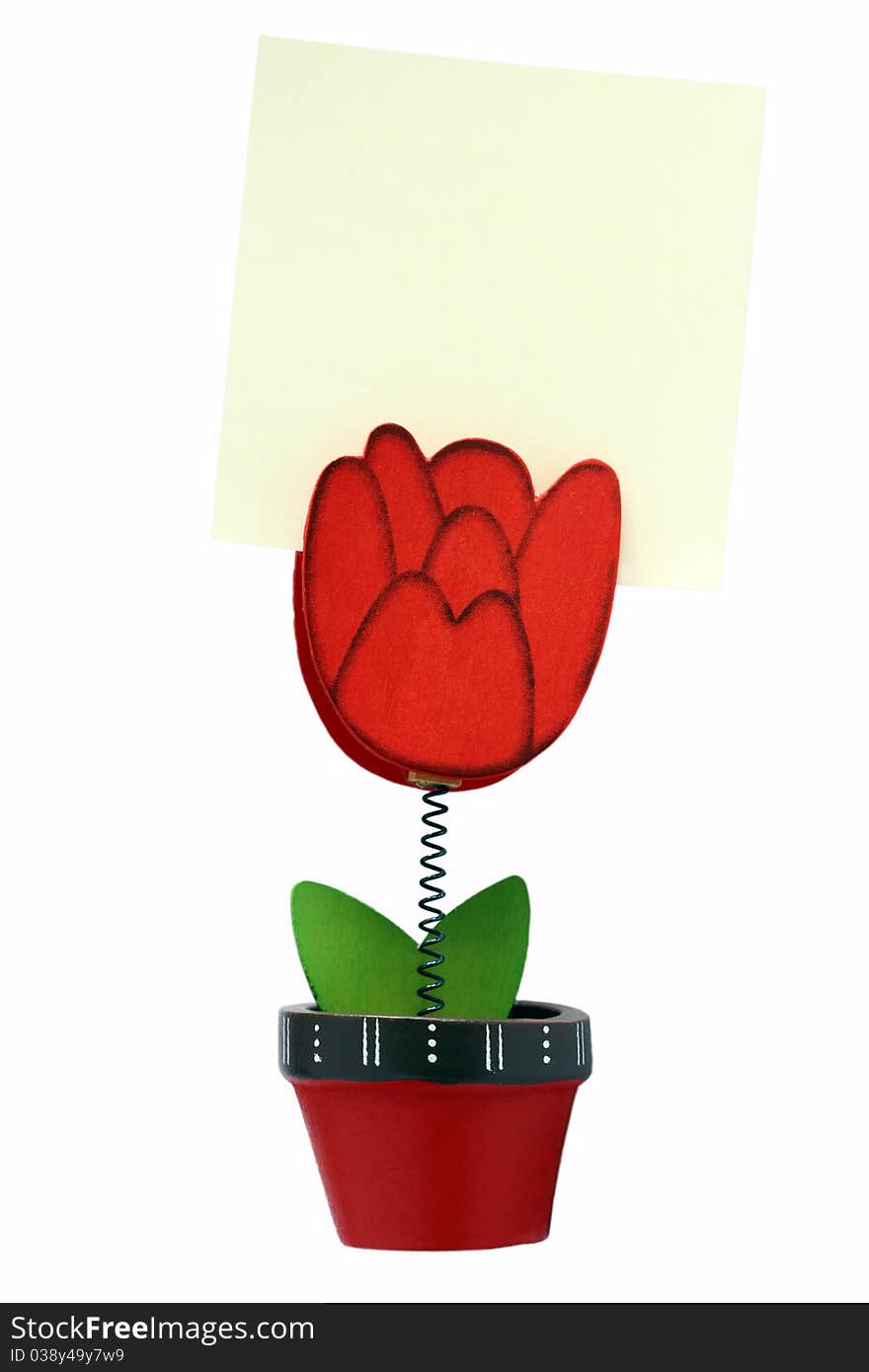 Isolated flower shape message holder with copyspace