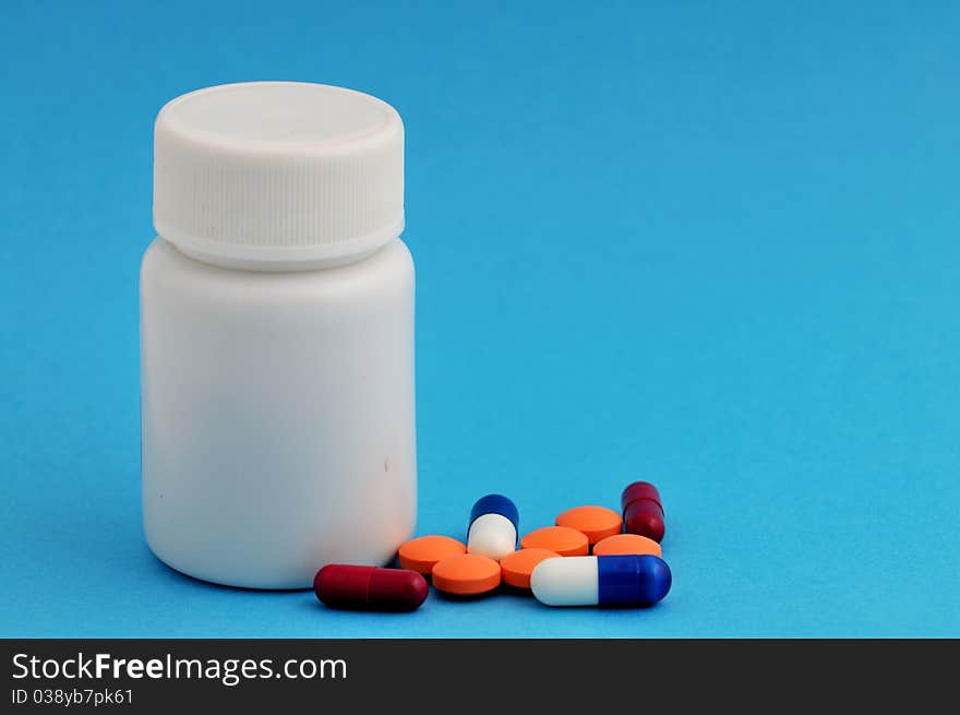 Bottle on a white background Chinese-made medicines.