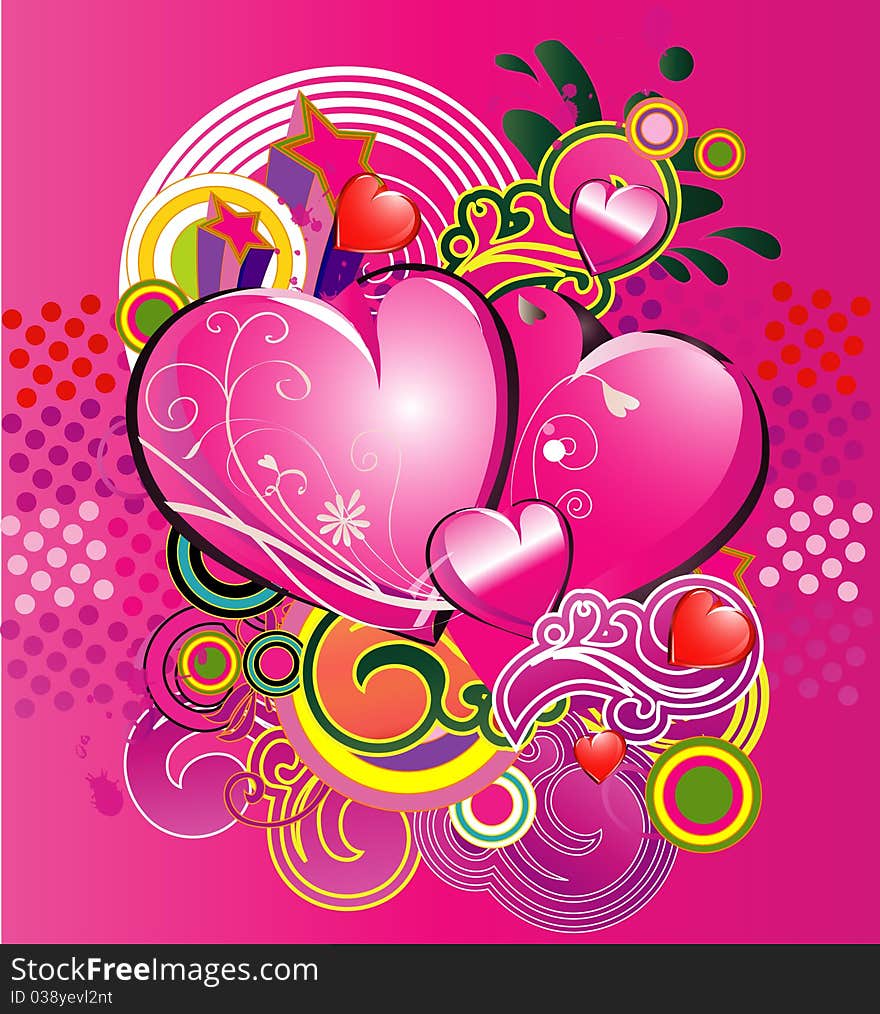 Art illustration of the hearts on a creative background/ eps. Art illustration of the hearts on a creative background/ eps