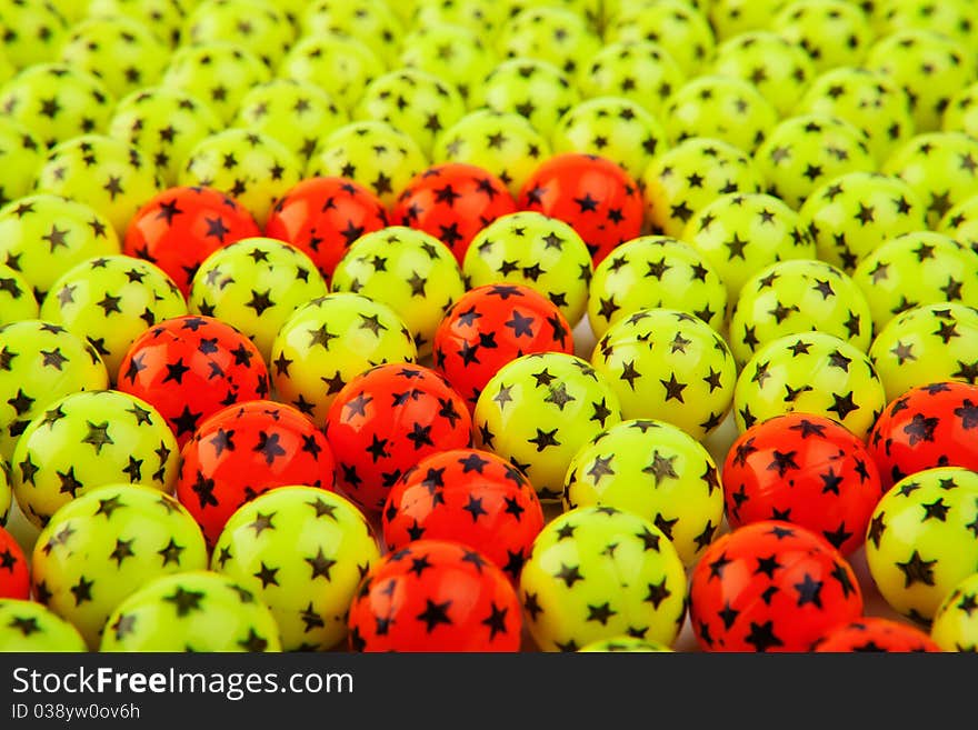 Light green and red paintballs