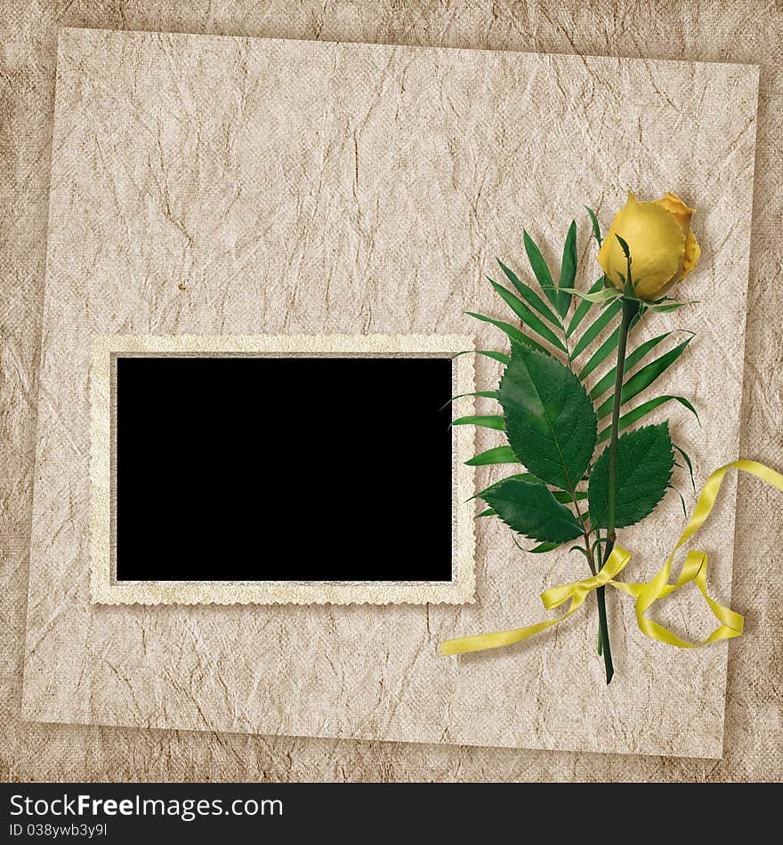 Vintage card for the holiday with rose on the abstract background