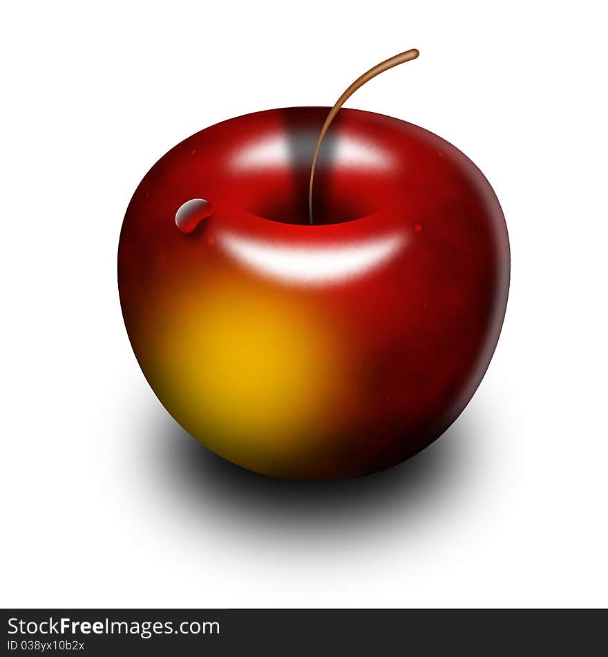 Isolated red delicious juicy apple with waterdrop. Isolated red delicious juicy apple with waterdrop