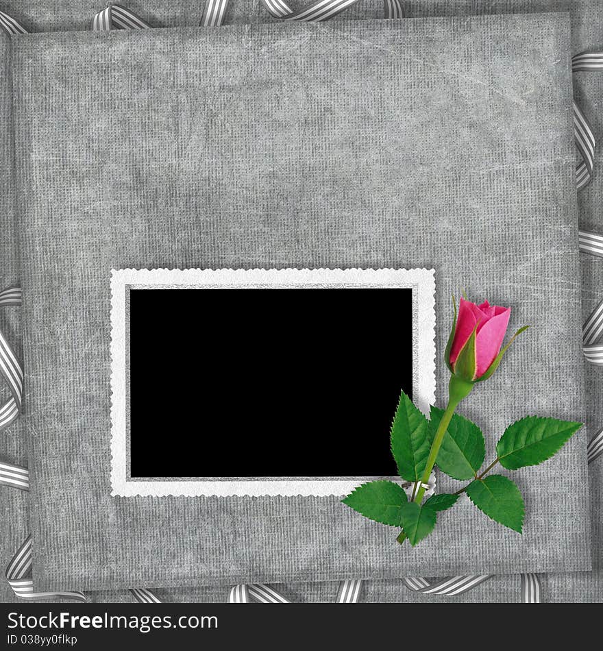 Vintage card for the holiday with rose on the abstract background