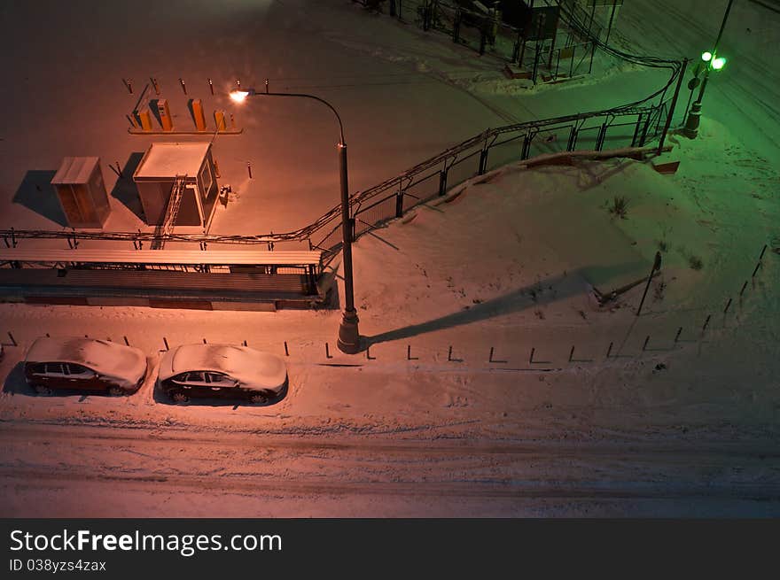 Cars traffic in night Moscow