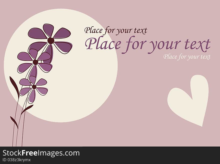 Romantic card with flowers and hearts and place for text