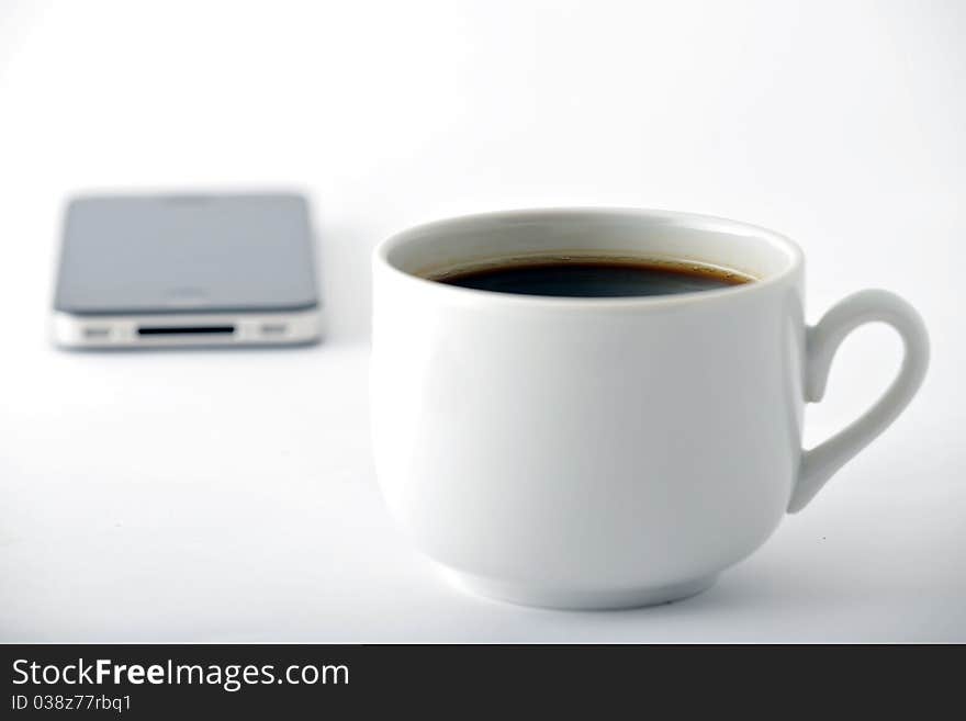 Cup with coffee and instant coffee. Cup with coffee and instant coffee