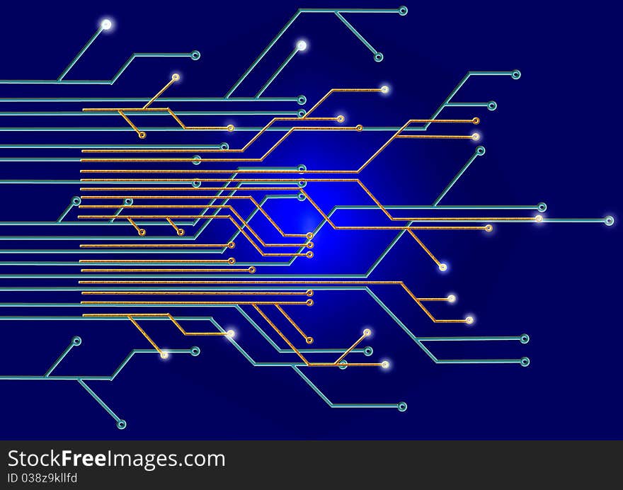 Circuit Board on a dark blue background