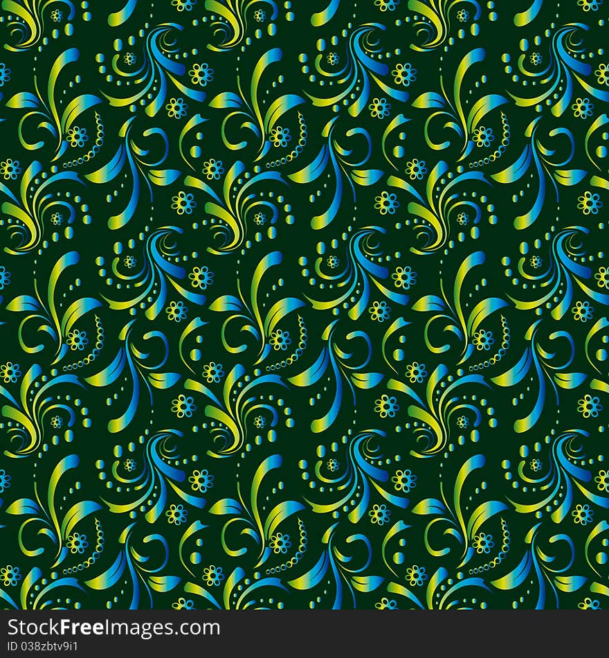 Seamless floral background in green