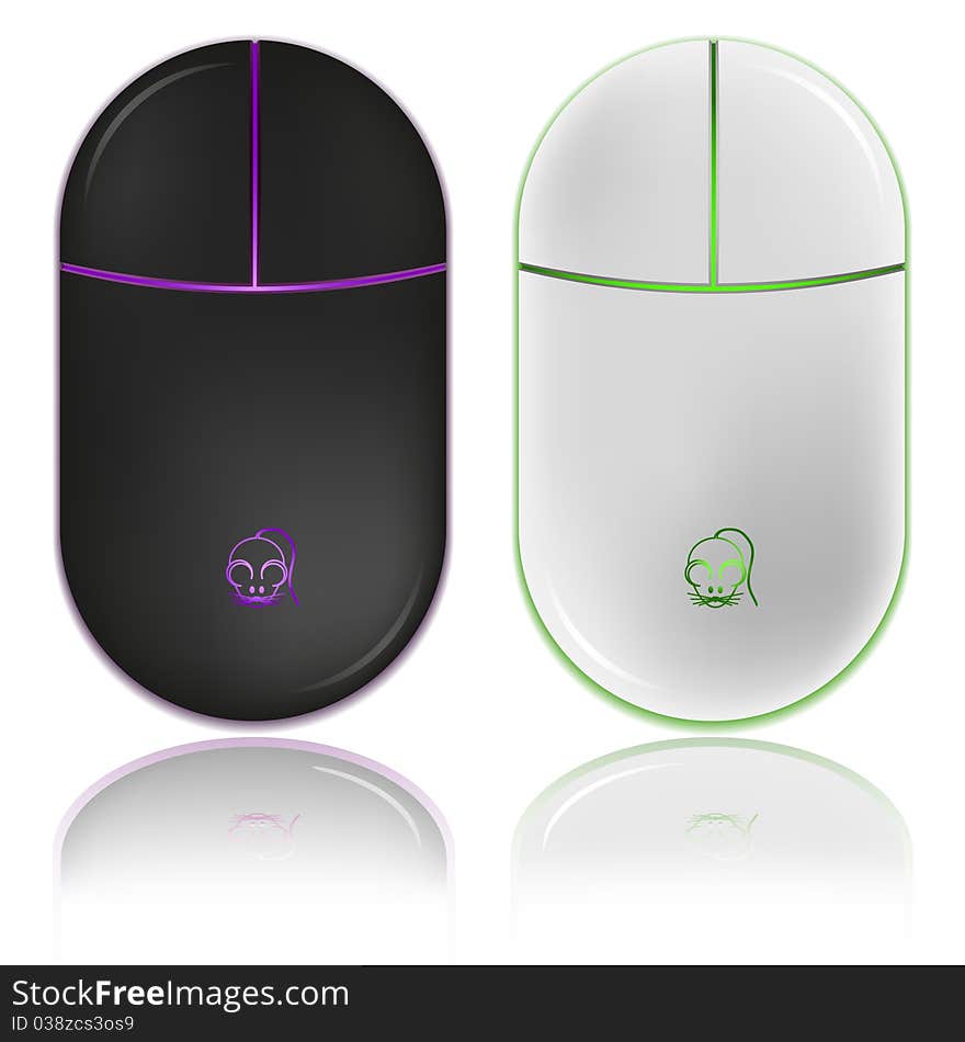 Realistic Computer Mouse,  Illustration.