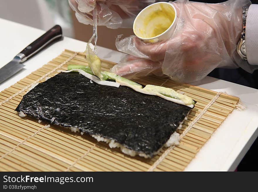 Preparation japanese sushi