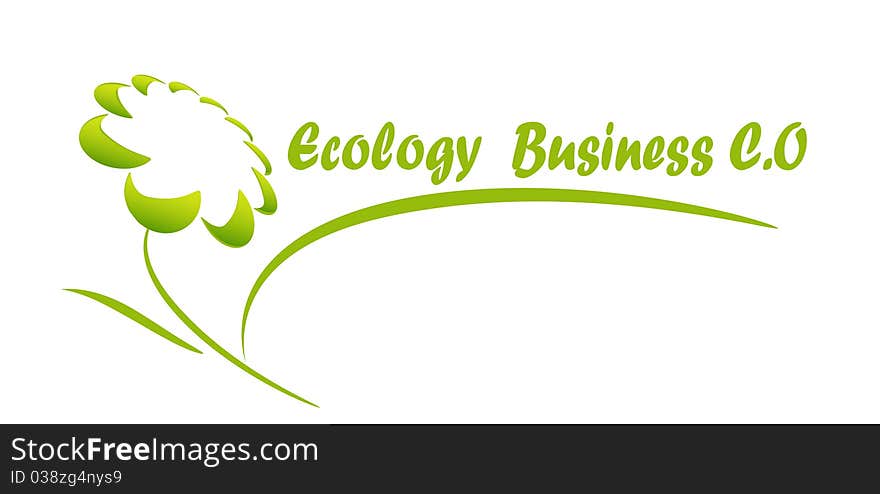 Abstract green flower with text ecology business. Abstract green flower with text ecology business