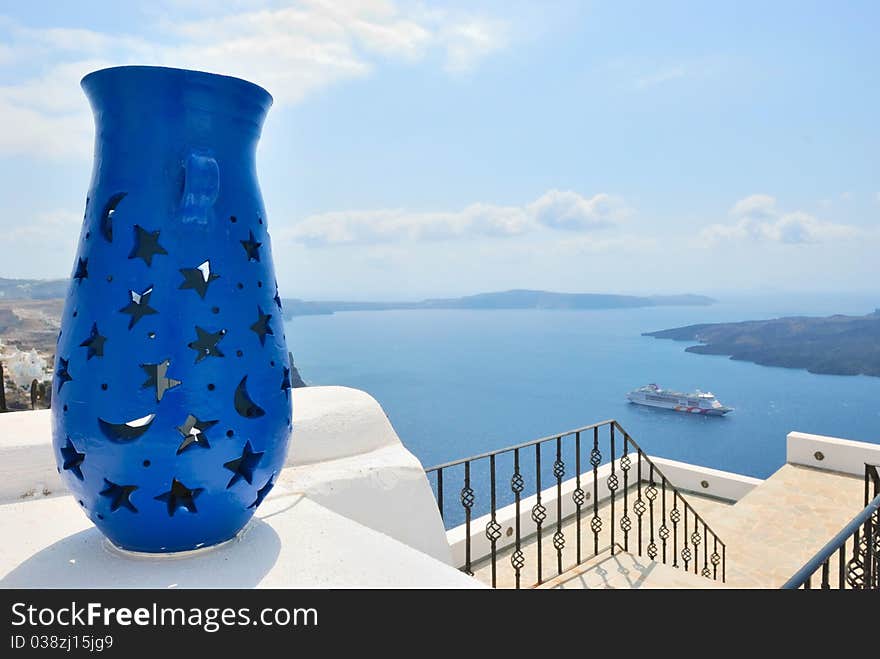 Santorini island withe the blue sky