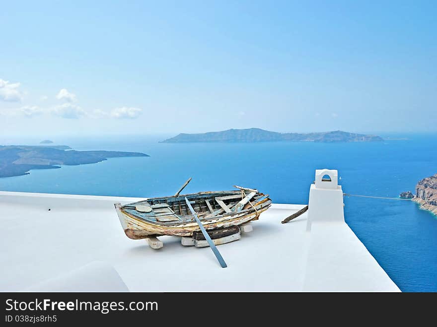 Santorini island withe the blue sky