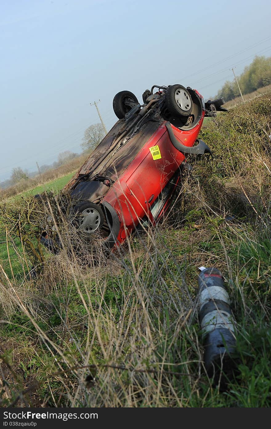 An overturned car after an accident