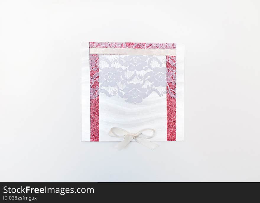 Beautiful, white and red wedding card for invitation or greeting