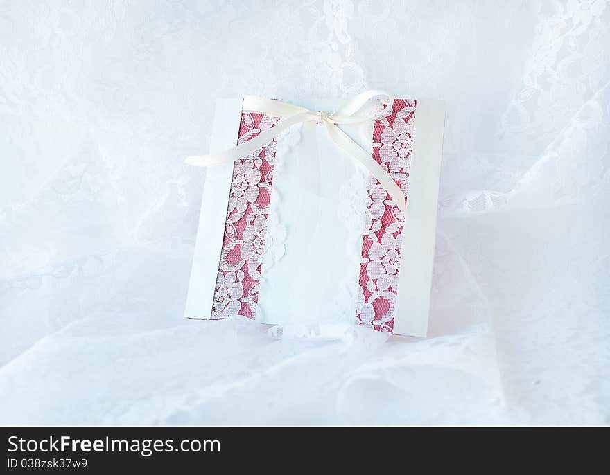 Beautiful, white and red wedding card for invitation or greeting