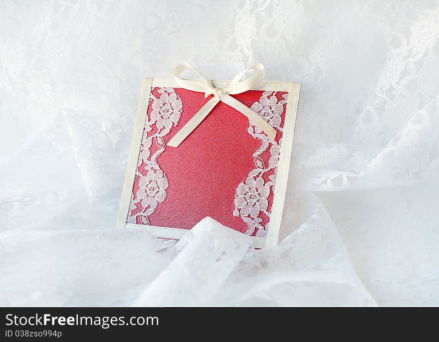 Beautiful, white and red wedding card for invitation or greeting