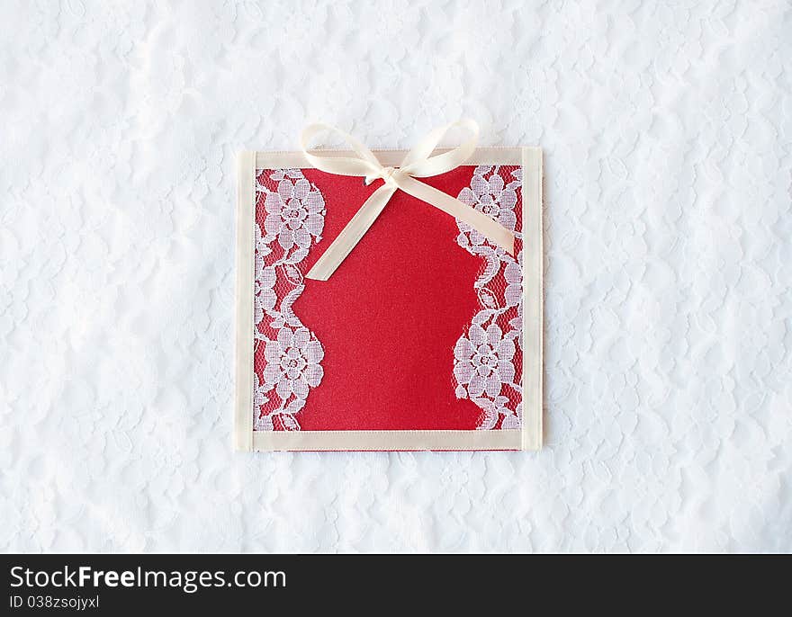 Beautiful, white and red wedding card for invitation or greeting