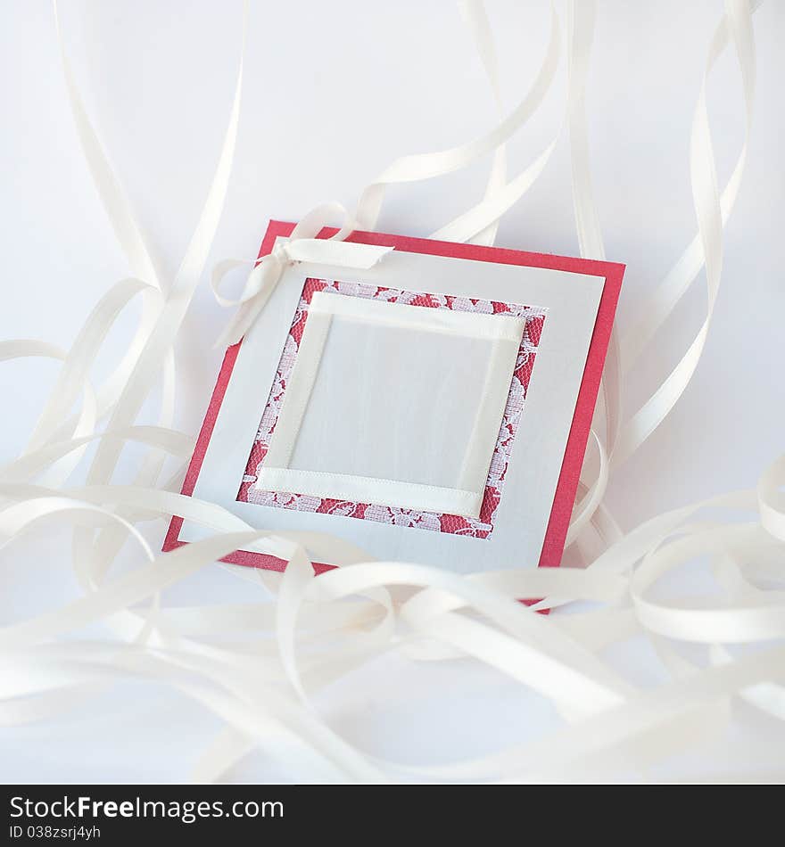 Beautiful, white and red wedding card for invitation or greeting