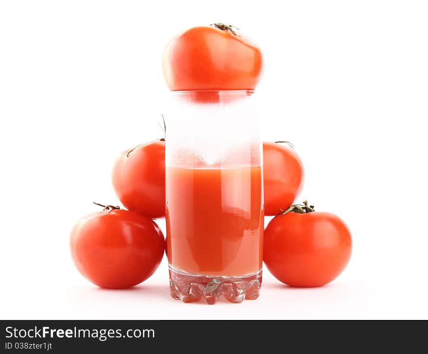 Natural tomato juice. Isolated on white background