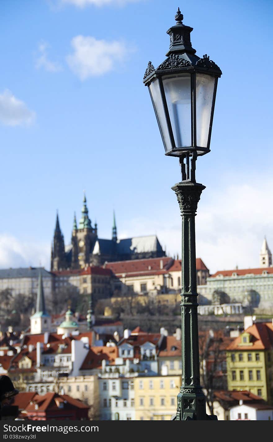 Decorative iron lamp post in front of Prague Castle. Decorative iron lamp post in front of Prague Castle.