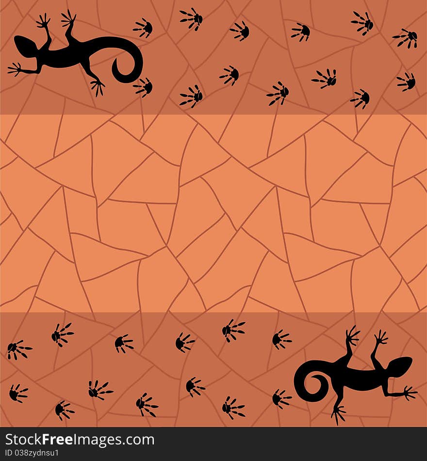 Grunge background with lizard. Vector illustration