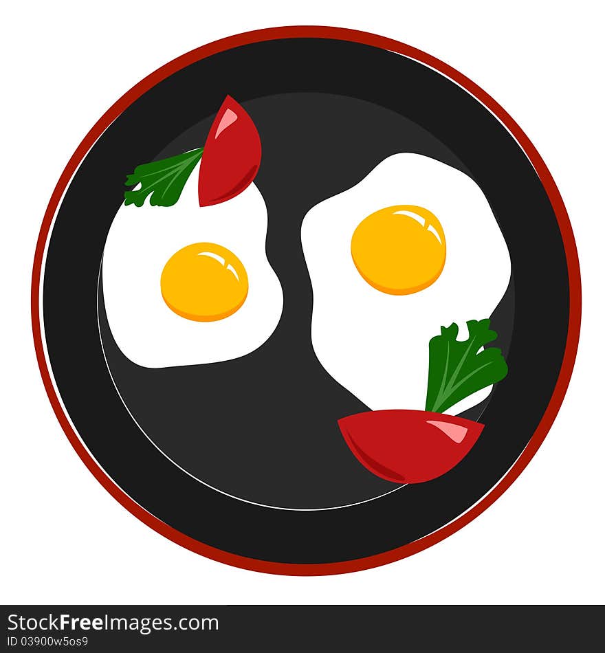 Omelette and vegetables on a white background