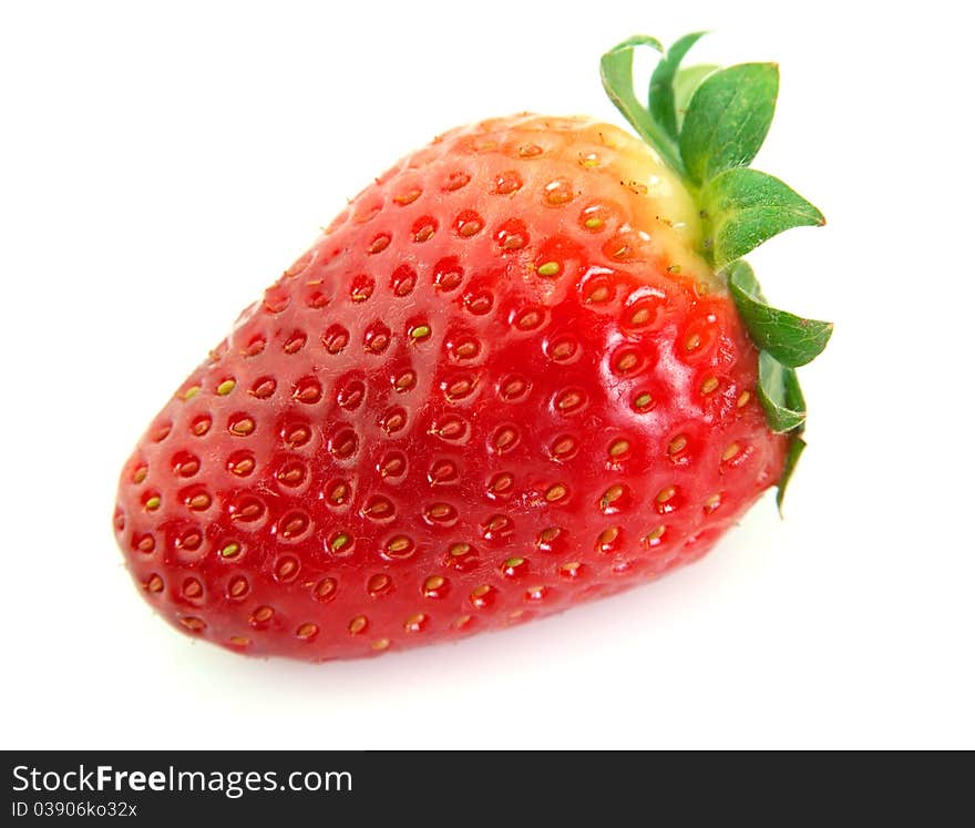 Juicy strawberry close up  on white background