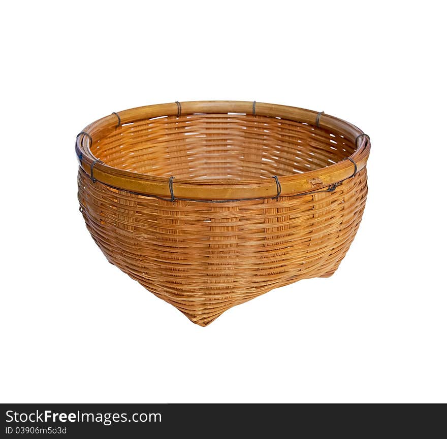 Vintage brown weave wicker basket isolated on white background. Vintage brown weave wicker basket isolated on white background