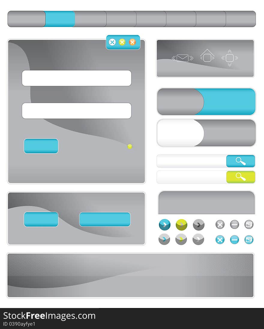 A set of interference in gray with blue site. A set of interference in gray with blue site