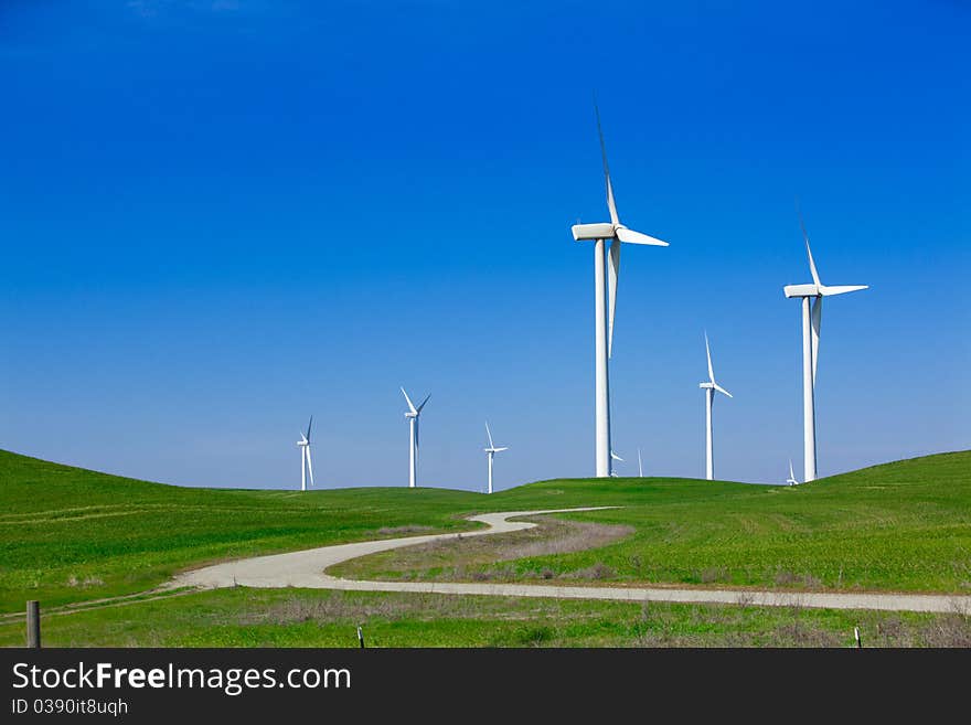 Wind Farm With Blue Sky