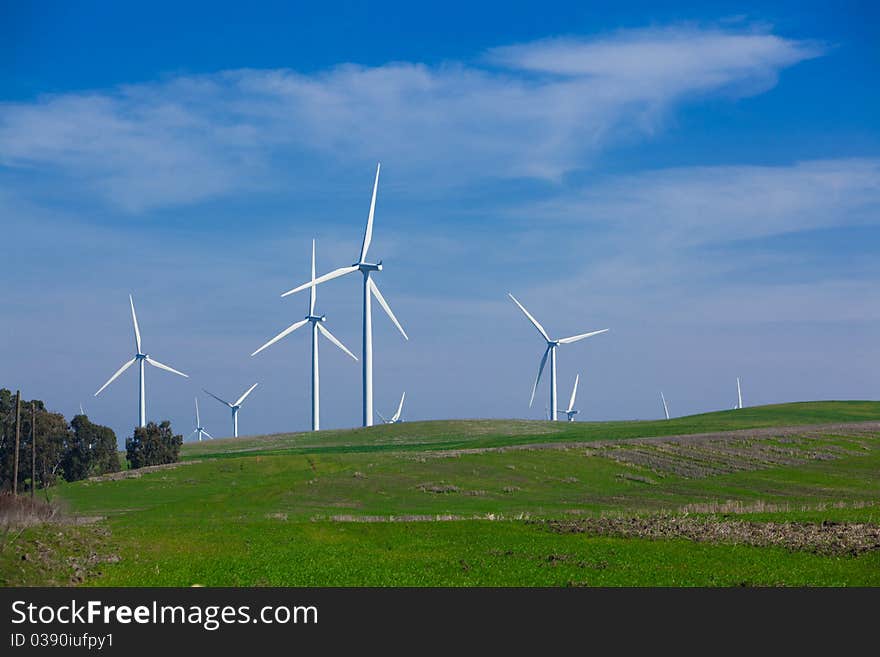 Wind Farm with blue sky