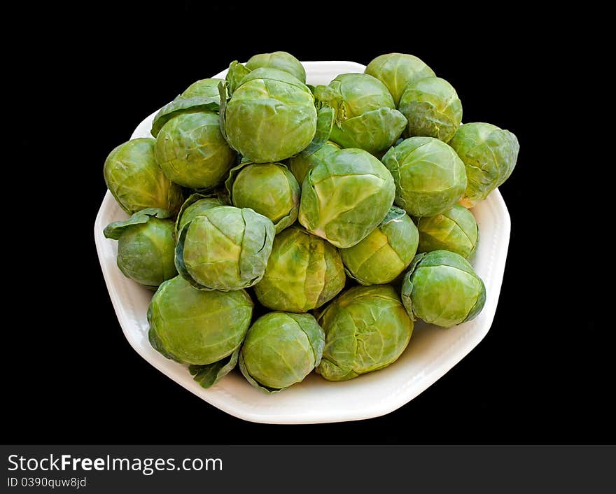 Brussels Cabbage Isolated Over Black