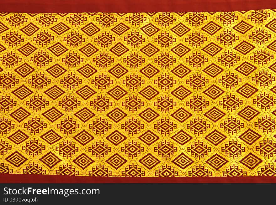 Gold and square design textile. Gold and square design textile