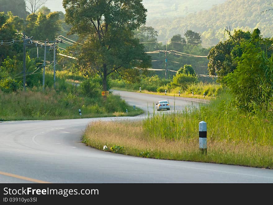 Nice form curve road at chiangrai province