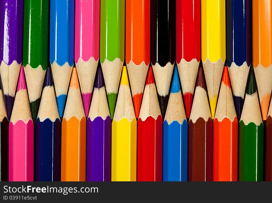 A closeup picture of colored pencils. A closeup picture of colored pencils