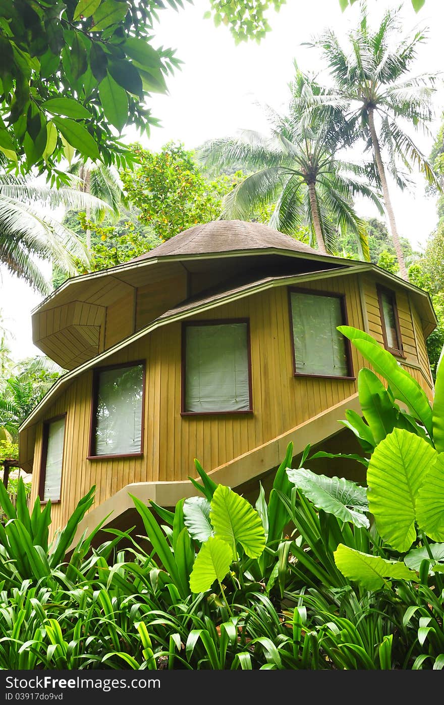 The villa in the garden from a tropical resort