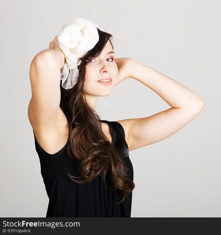 Portrait of beauty young woman with scarf