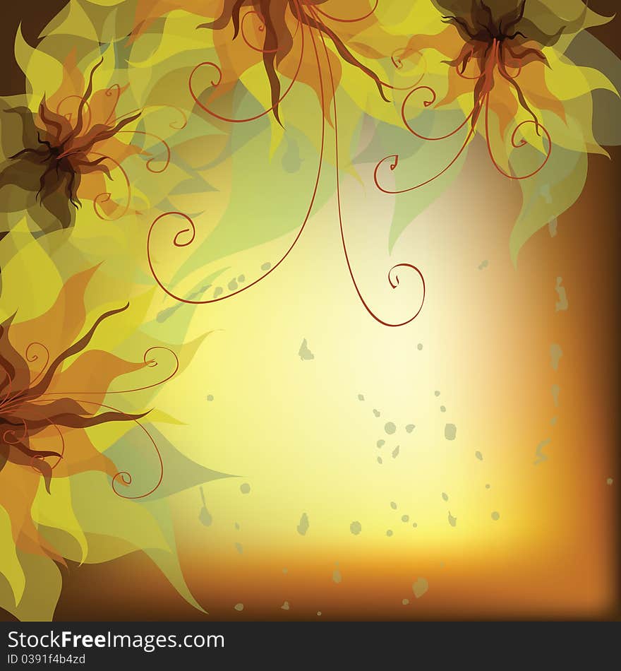 Autumn Background With Flowers