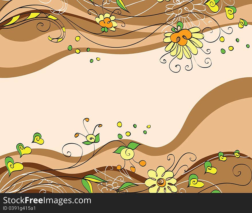 Abstract background with decorative plants